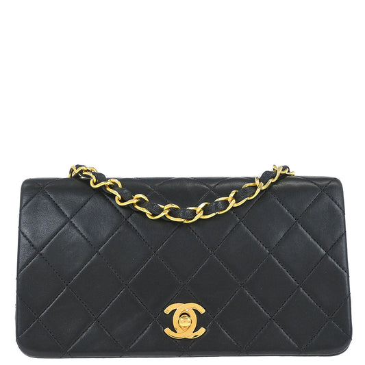 Chanel Black Lambskin Turnlock Mini Full Flap Shoulder Bag