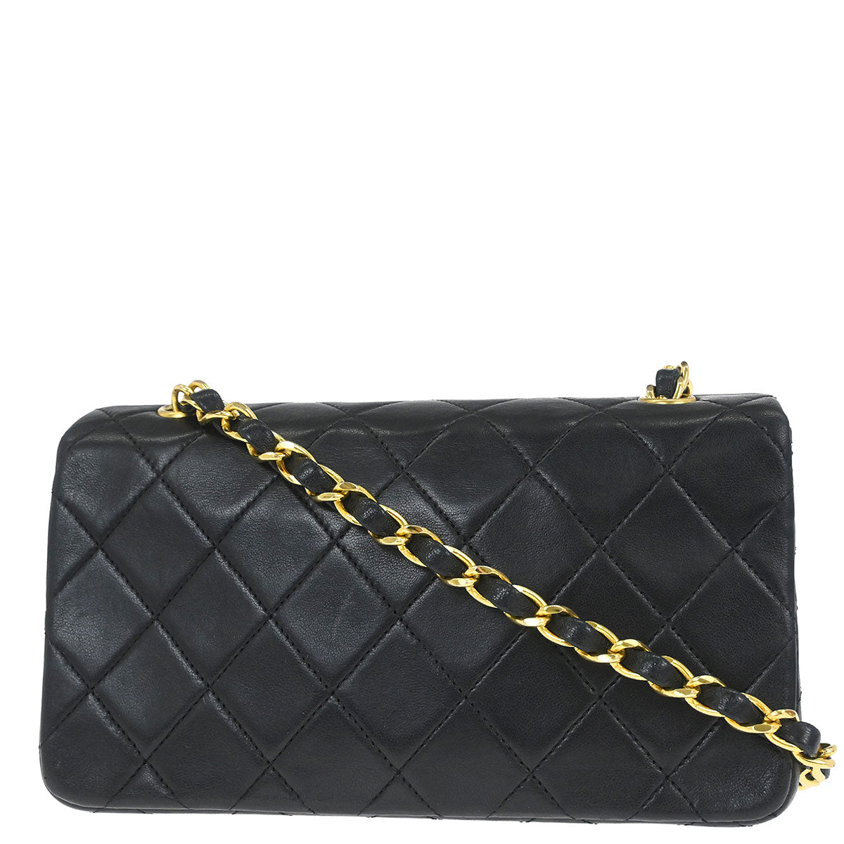 Chanel Black Lambskin Turnlock Mini Full Flap Shoulder Bag