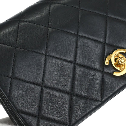Chanel Black Lambskin Turnlock Mini Full Flap Shoulder Bag