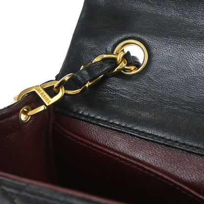 Chanel Black Lambskin Turnlock Mini Full Flap Shoulder Bag