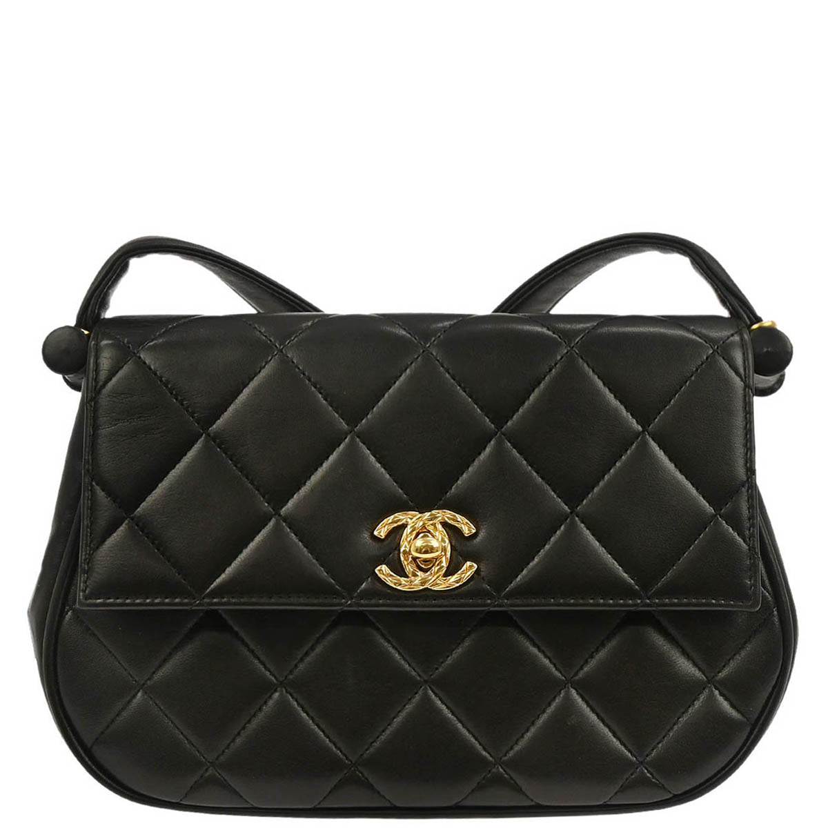 Chanel 1994-1996 Black Lambskin Shoulder Bag
