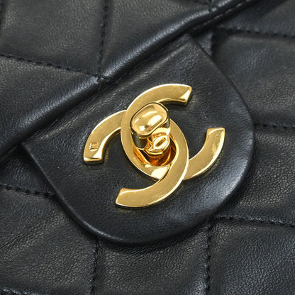 Chanel 1989-1991 Black Lambskin Mini Classic Square Flap Shoulder Bag 17