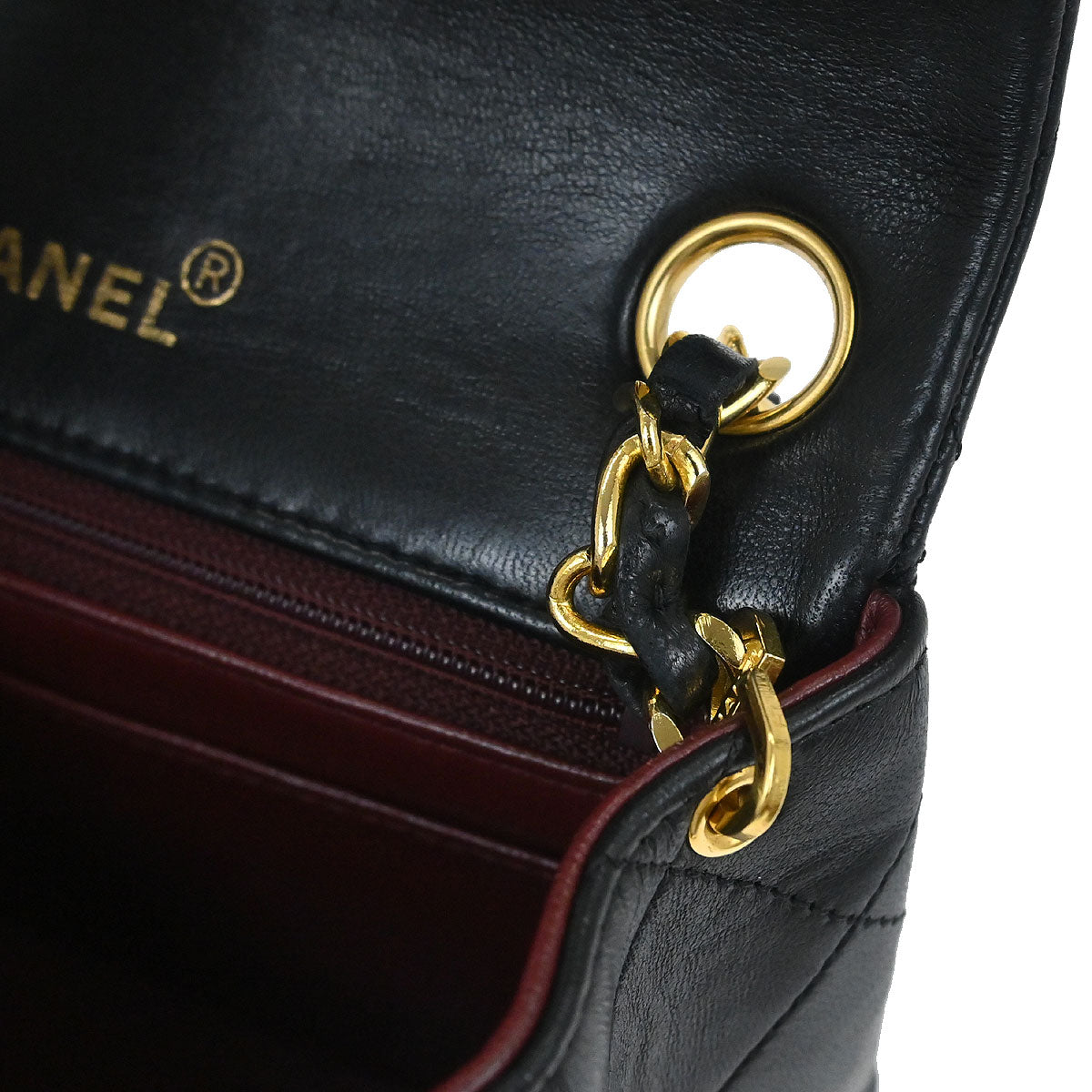 Chanel 1989-1991 Black Lambskin Mini Classic Square Flap Shoulder Bag 17