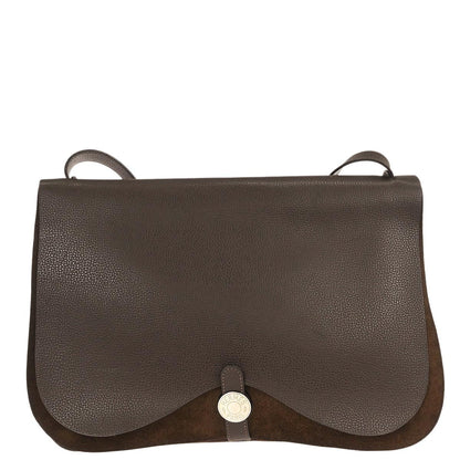 Hermes Chocolat Vache Liegee Sac Colorado GM Shoulder Bag