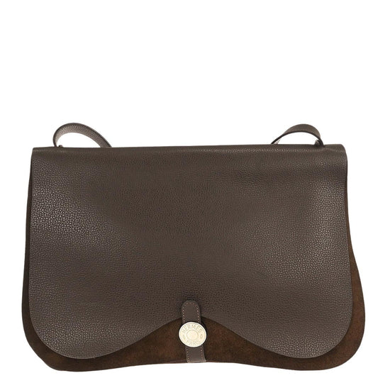 Hermes Chocolat Vache Liegee Sac Colorado GM Shoulder Bag