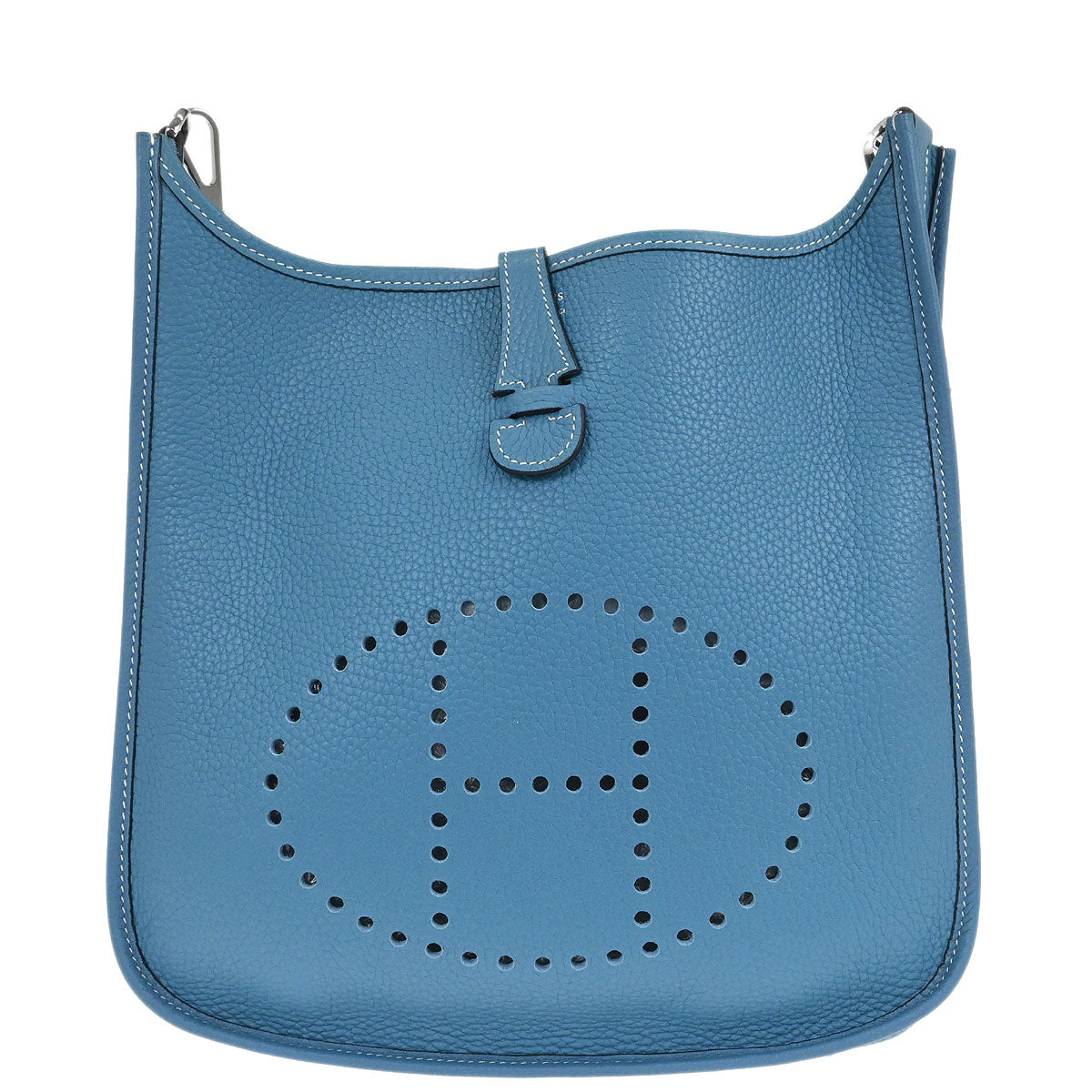 Hermes Blue Jean Taurillon Clemence Evelyne 2 PM Shoulder Bag