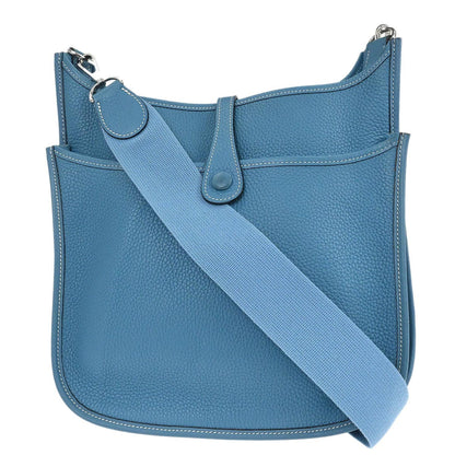 Hermes Blue Jean Taurillon Clemence Evelyne 2 PM Shoulder Bag