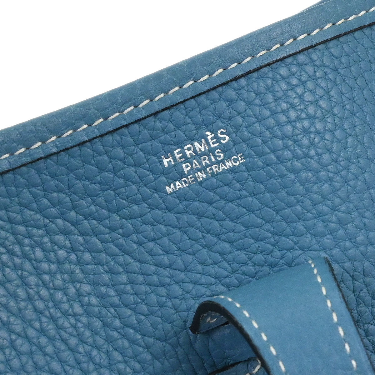 Hermes Blue Jean Taurillon Clemence Evelyne 2 PM Shoulder Bag
