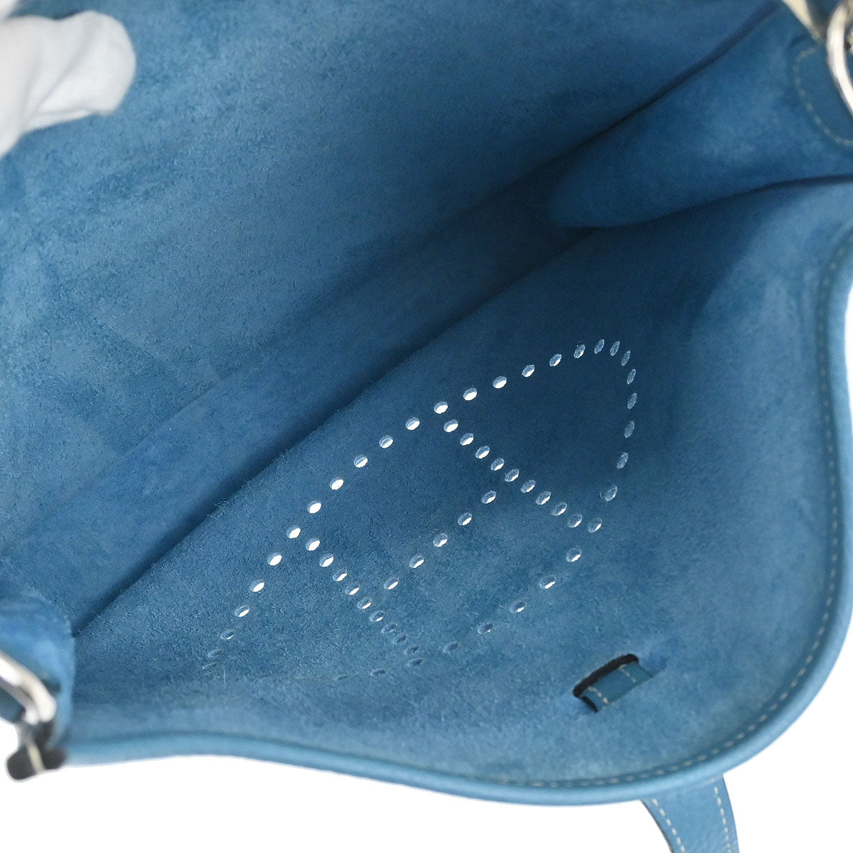 Hermes Blue Jean Taurillon Clemence Evelyne 2 PM Shoulder Bag