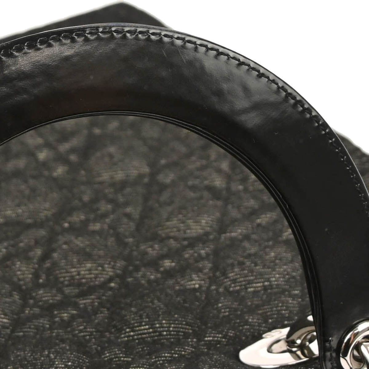 Christian Dior Black Denim Large Lady Dior Cannage 2way Shoulder Handbag