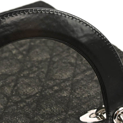 Christian Dior Black Denim Large Lady Dior Cannage 2way Shoulder Handbag