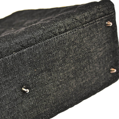 Christian Dior Black Denim Large Lady Dior Cannage 2way Shoulder Handbag