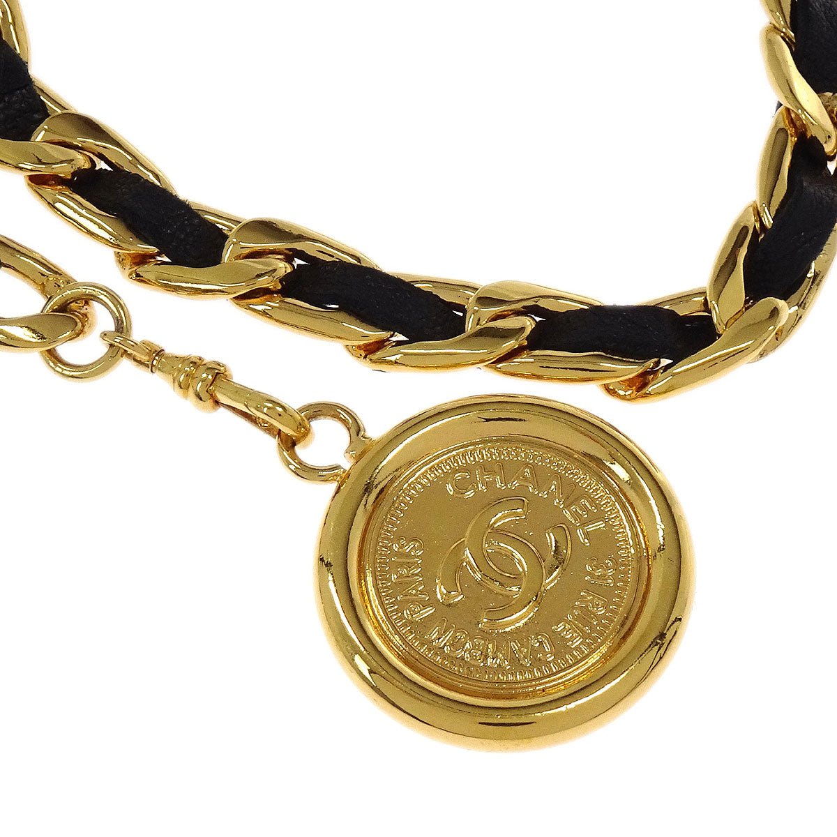 Chanel Medallion Chain Belt Black 95A Small Good