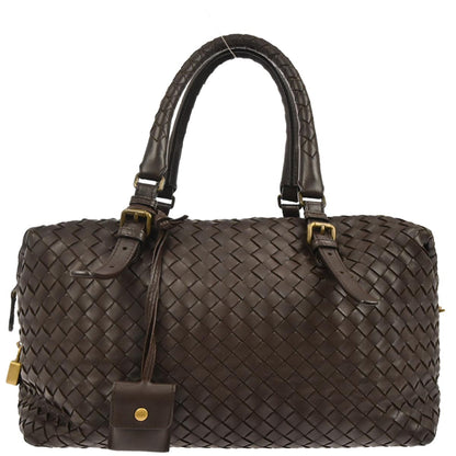 Bottega Veneta Brown Lambskin Intrecciato Handbag