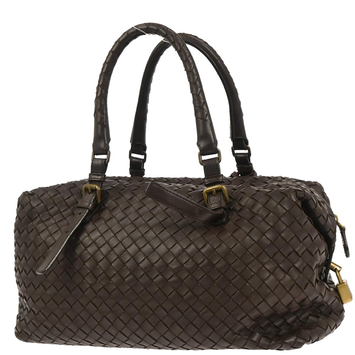 Bottega Veneta Brown Lambskin Intrecciato Handbag