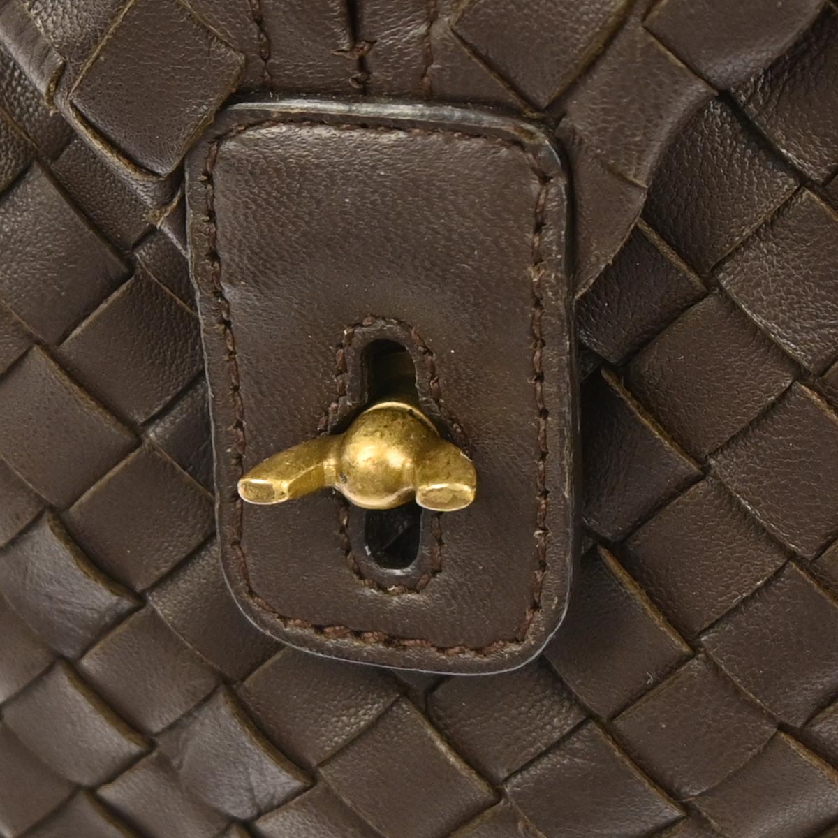 Bottega Veneta Brown Lambskin Intrecciato Handbag