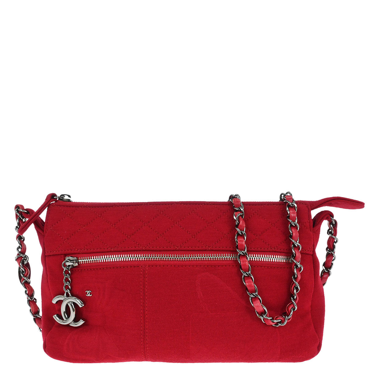 Chanel Red Cotton Shoulder Bag