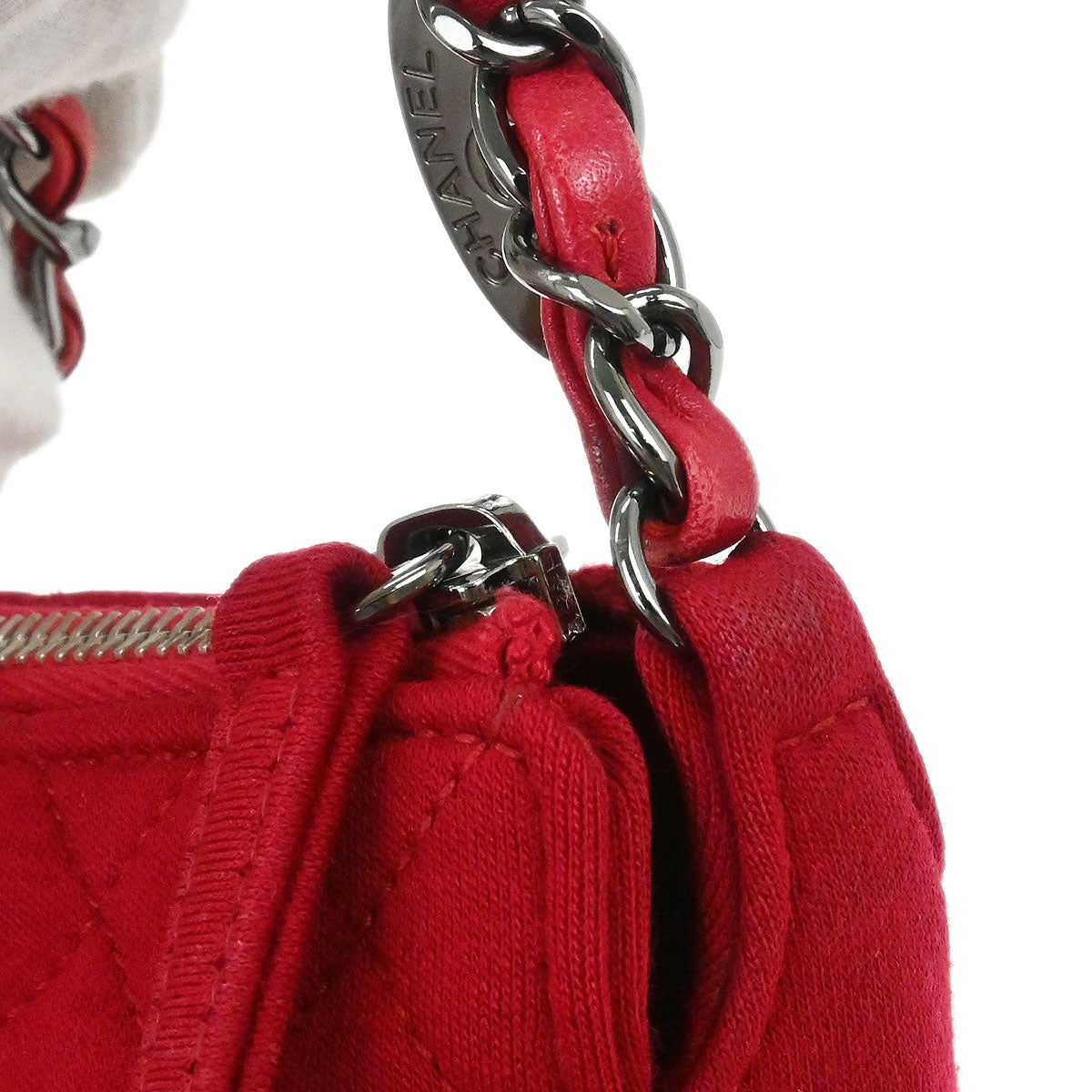 Chanel Red Cotton Shoulder Bag