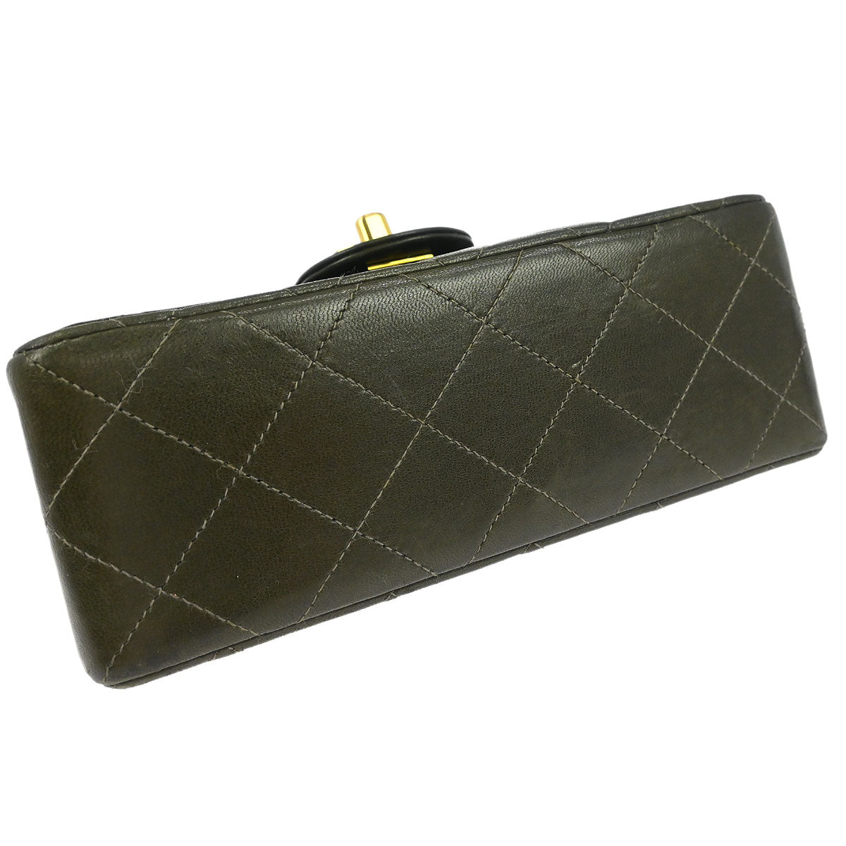 Chanel 1991-1994 Dark Green Lambskin Mini Classic Square Flap Shoulder Bag 17