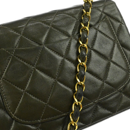 Chanel 1991-1994 Dark Green Lambskin Mini Classic Square Flap Shoulder Bag 17
