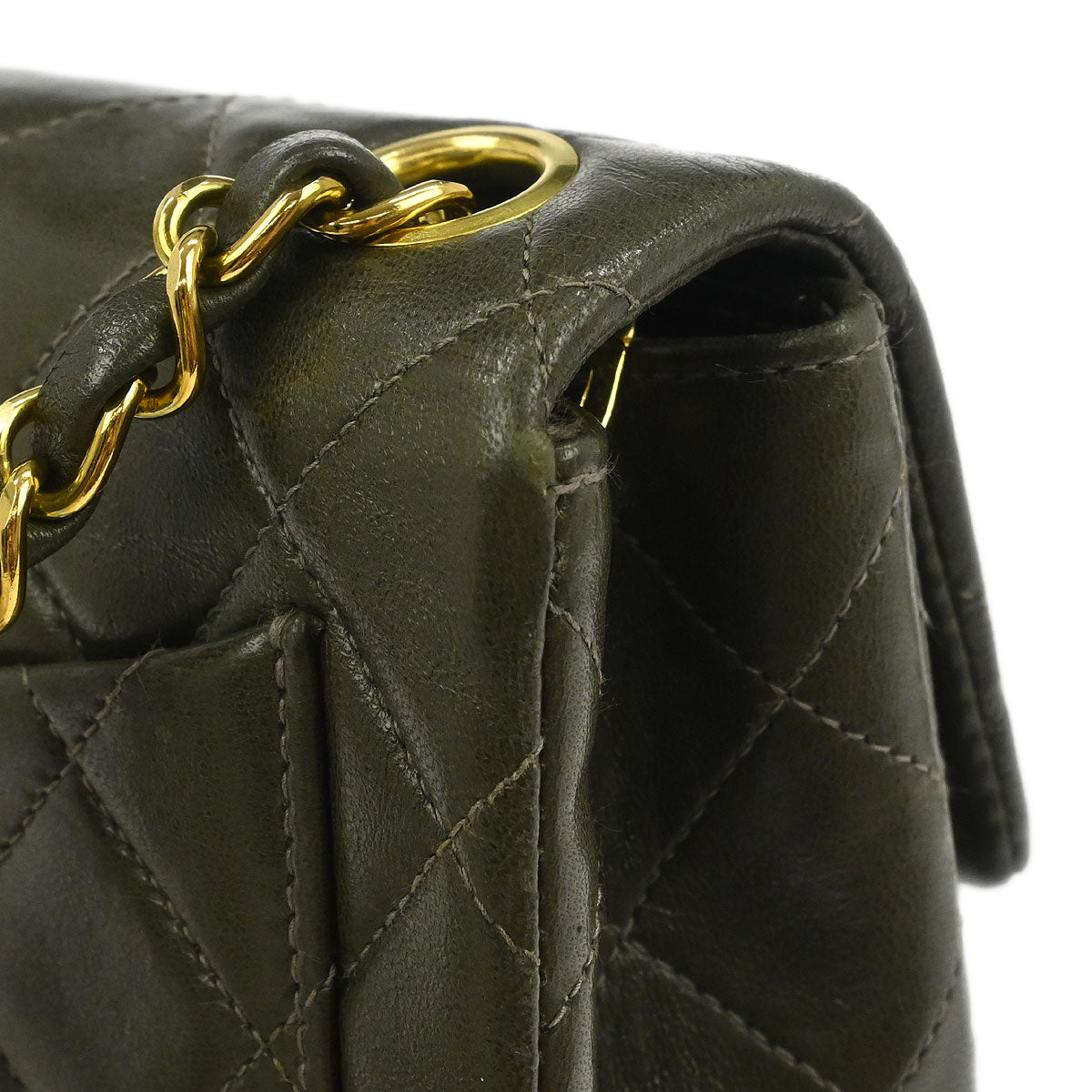 Chanel 1991-1994 Dark Green Lambskin Mini Classic Square Flap Shoulder Bag 17