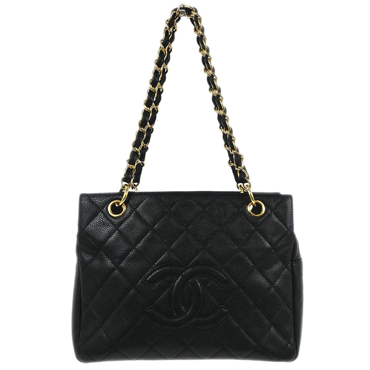 Chanel Black Calfskin Petite Timeless Tote PTT Chain Handbag