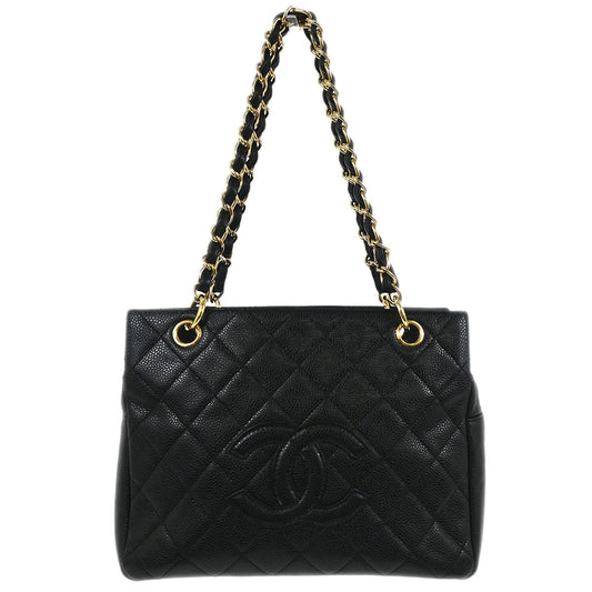 Chanel Black Calfskin Petite Timeless Tote PTT Chain Handbag