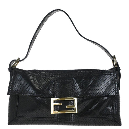 Fendi * Python Black Baguette Handbag