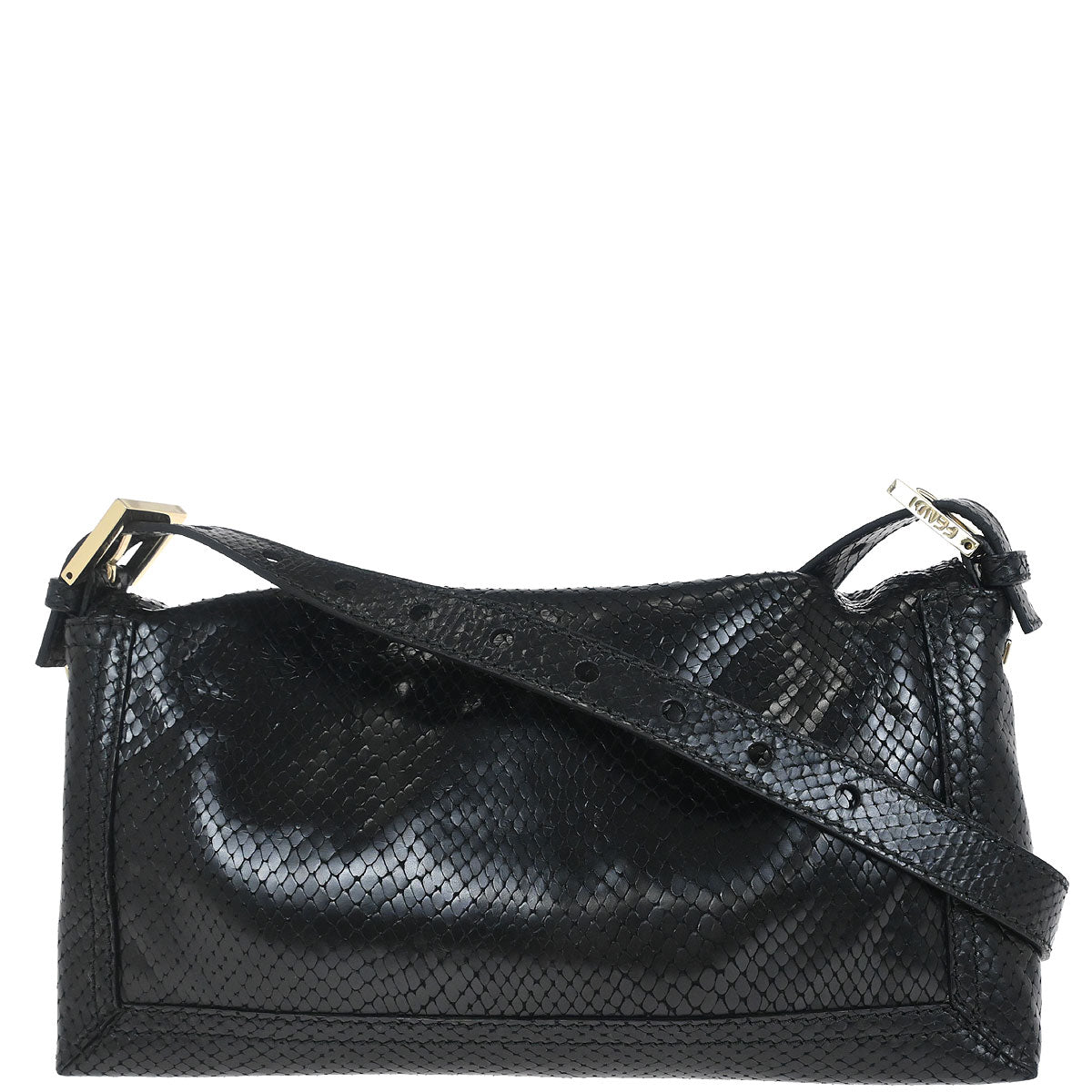 Fendi * Python Black Baguette Handbag