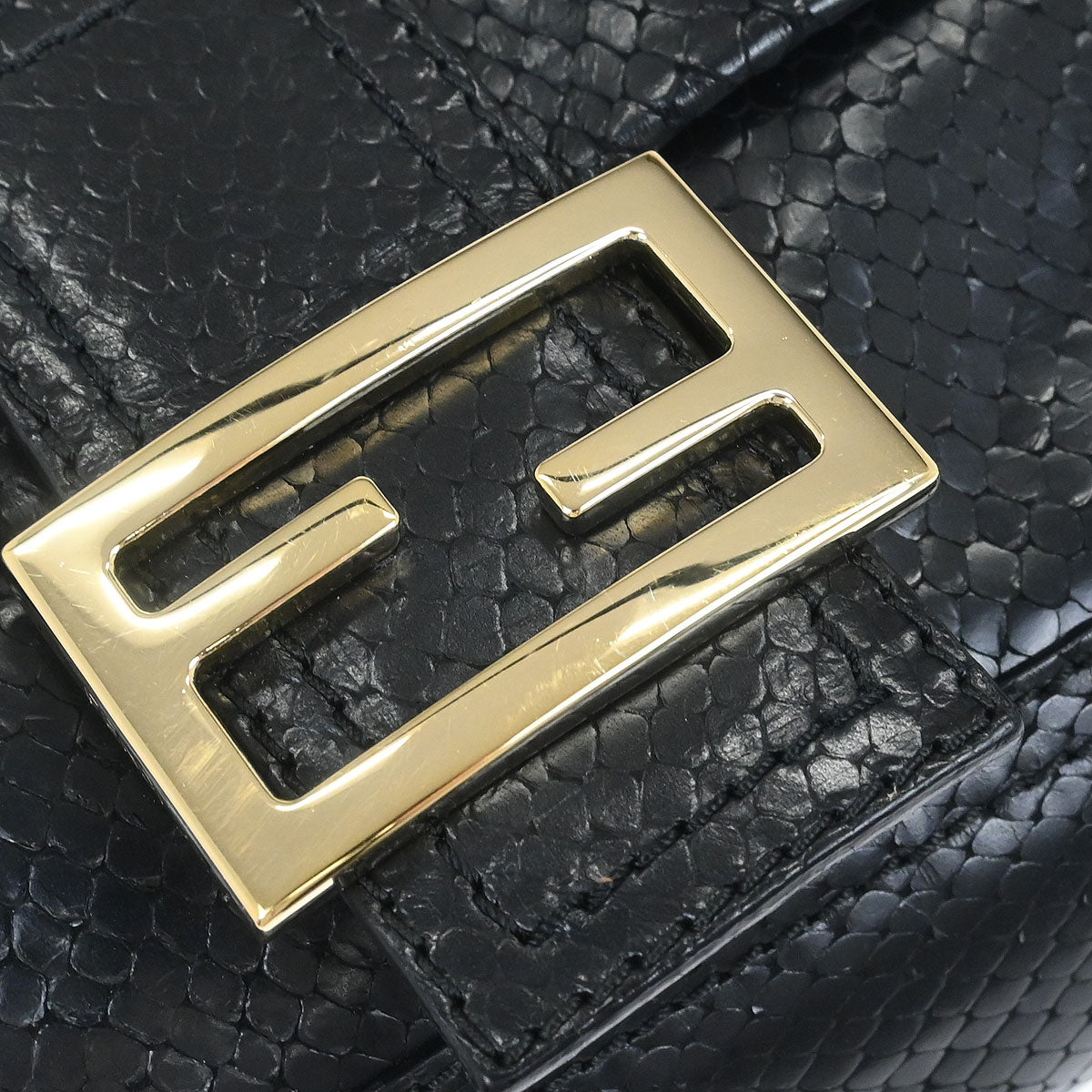 Fendi * Python Black Baguette Handbag