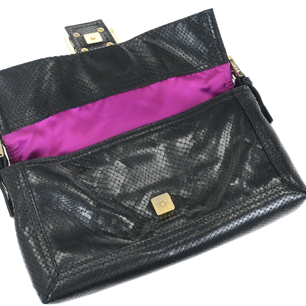 Fendi * Python Black Baguette Handbag
