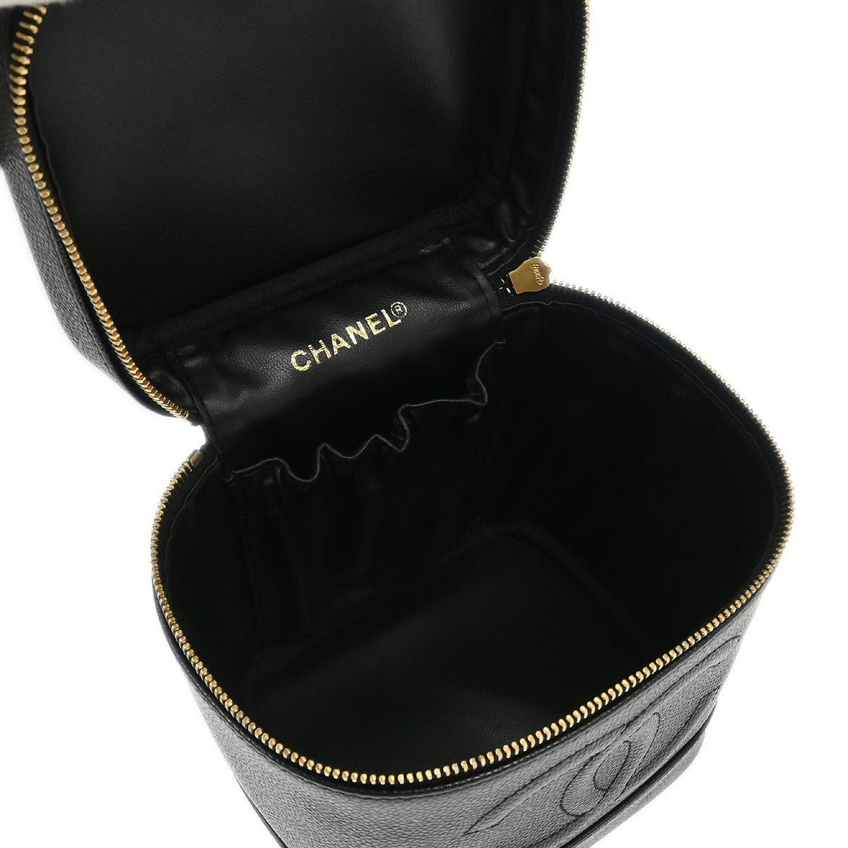 Chanel Black Caviar Skin Timeless Vanity Handbag