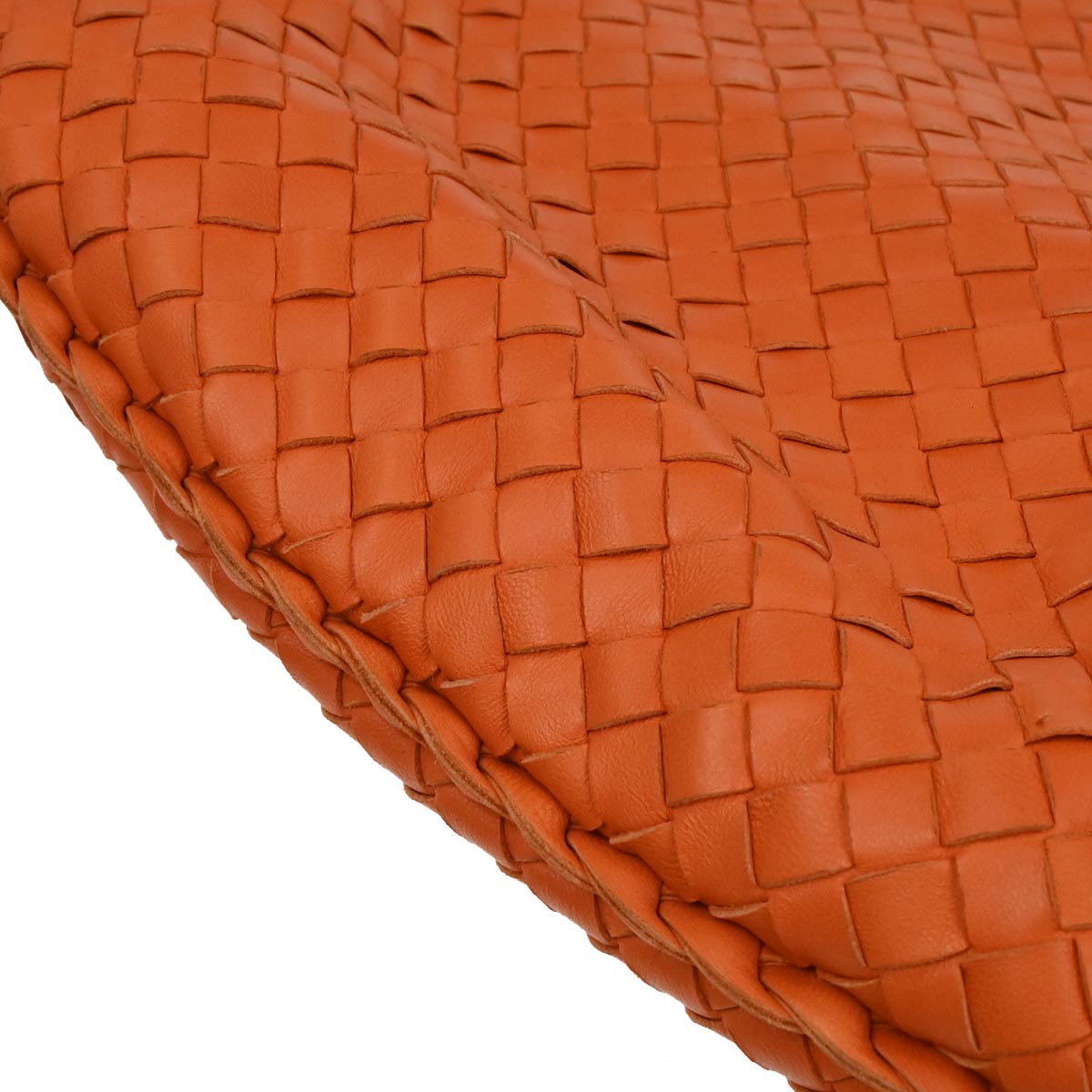 Bottega Veneta Orange Lambskin Intrecciato Hobo Handbag