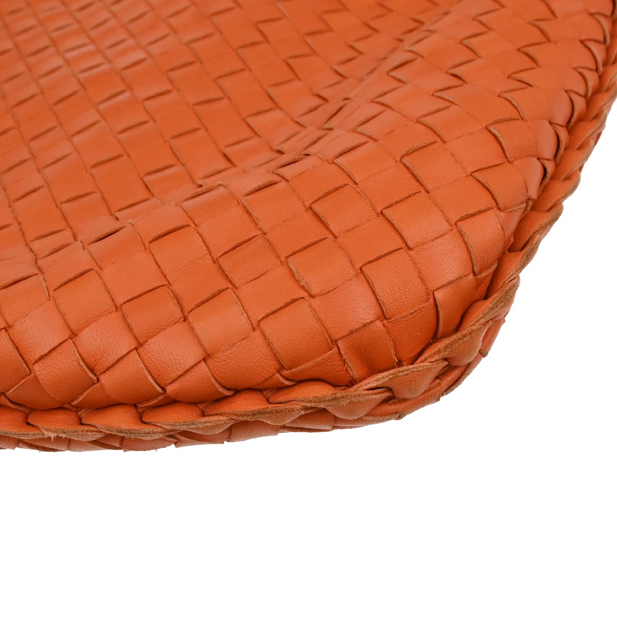 Bottega Veneta Orange Lambskin Intrecciato Hobo Handbag