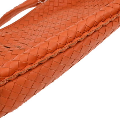 Bottega Veneta Orange Lambskin Intrecciato Hobo Handbag
