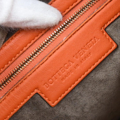 Bottega Veneta Orange Lambskin Intrecciato Hobo Handbag