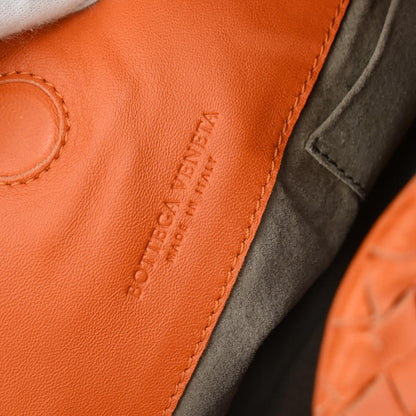 Bottega Veneta Orange Lambskin Intrecciato Tote Bag