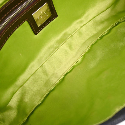 Fendi Navy Denim Flower Embroidered Baguette Handbag