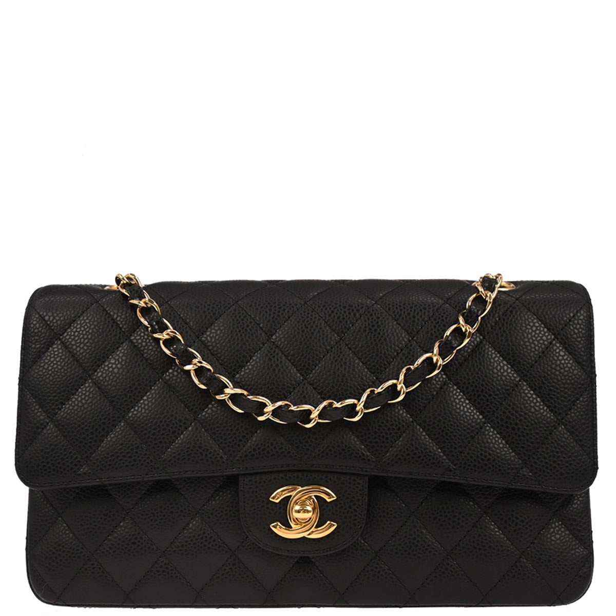Chanel Black Caviar Skin Medium Classic Double Flap Shoulder Bag