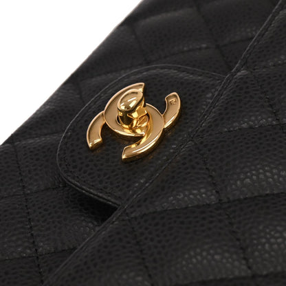 Chanel Black Caviar Skin Medium Classic Double Flap Shoulder Bag