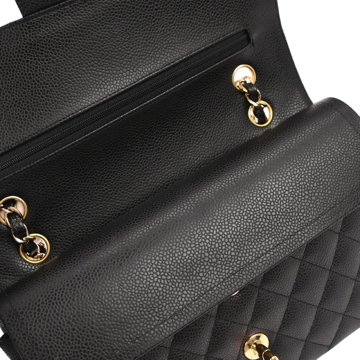 Chanel Black Caviar Skin Medium Classic Double Flap Shoulder Bag