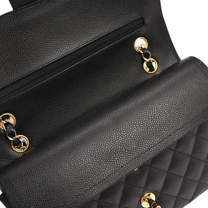 Chanel Black Caviar Skin Medium Classic Double Flap Shoulder Bag