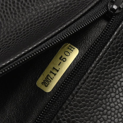 Chanel Black Caviar Skin Medium Classic Double Flap Shoulder Bag