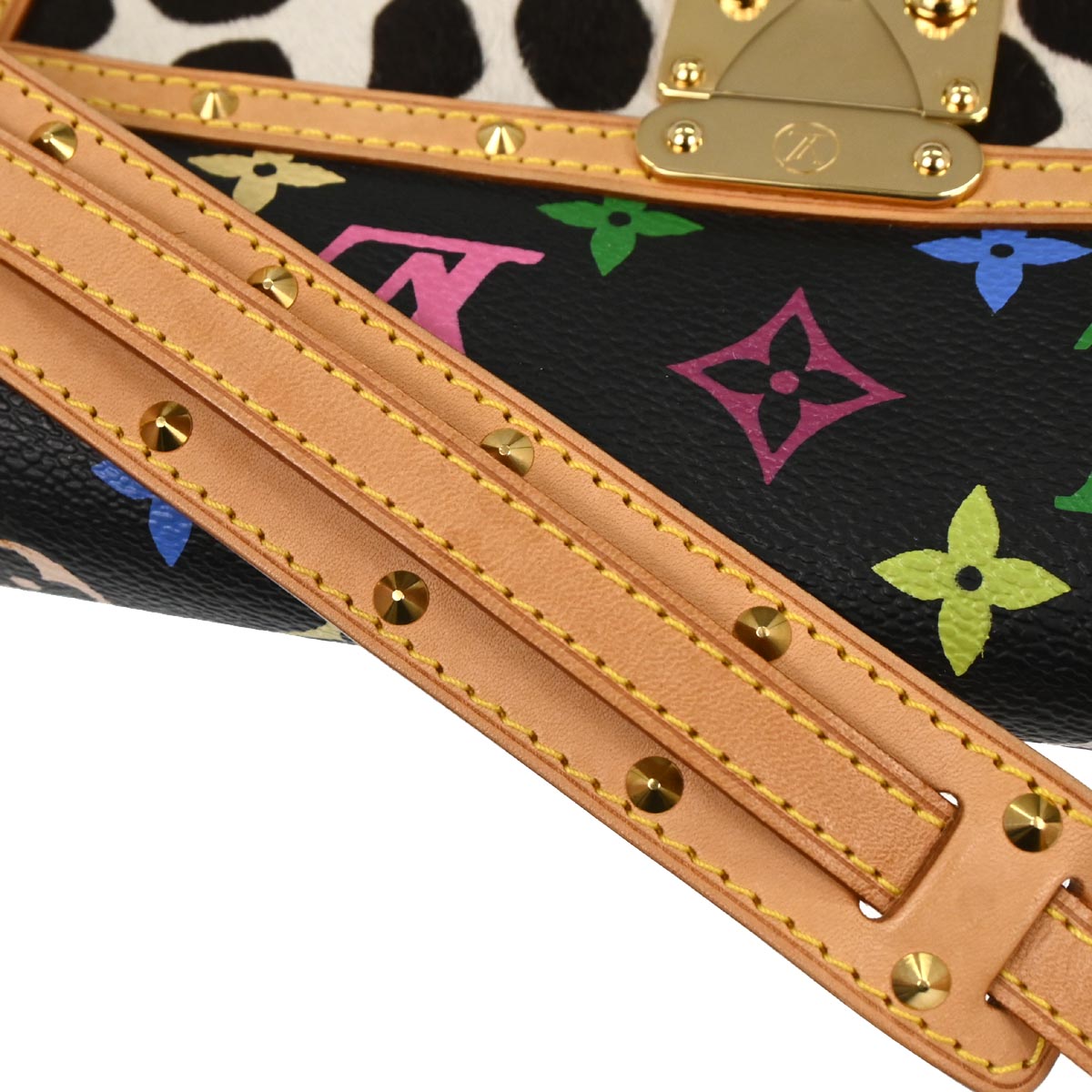 Louis Vuitton * Black Monogram Multicolor Pochette Dalmatian Handbag M92826