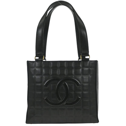 Chanel Black Lambskin Choco Bar Tote Handbag