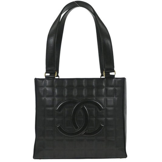 Chanel Black Lambskin Choco Bar Tote Handbag