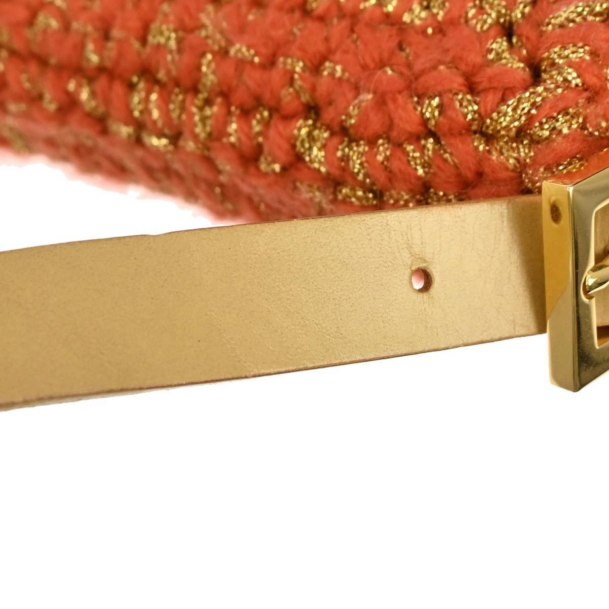 Fendi * Orange Gold Wool Baguette Handbag