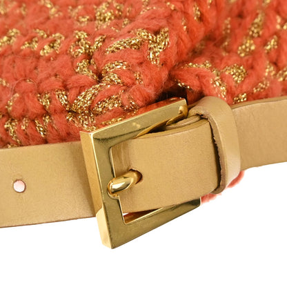 Fendi * Orange Gold Wool Baguette Handbag