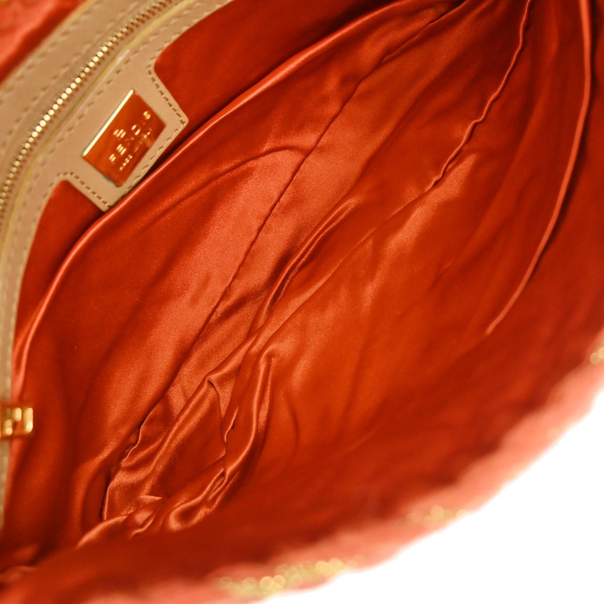 Fendi * Orange Gold Wool Baguette Handbag