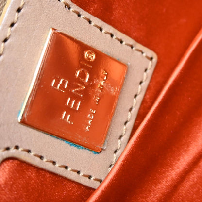 Fendi * Orange Gold Wool Baguette Handbag